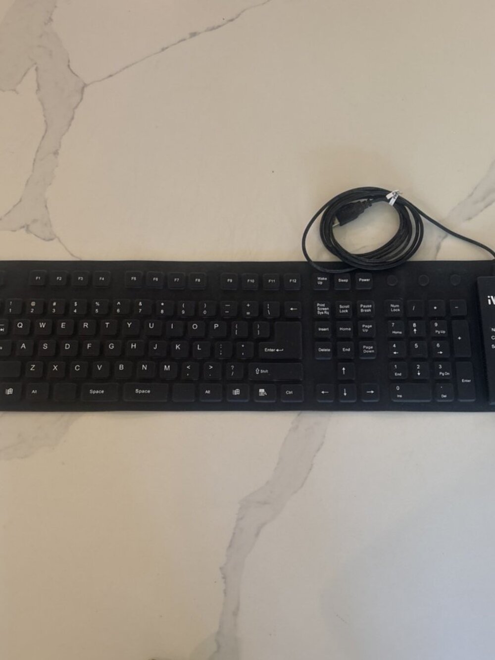 iWorld Flexible Silicone Keyboard Waterproof Black USB portable Travel Computer